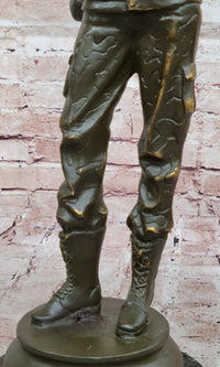 Modern Soldier Bronze Sculpture with Rifle - Military Hero Art