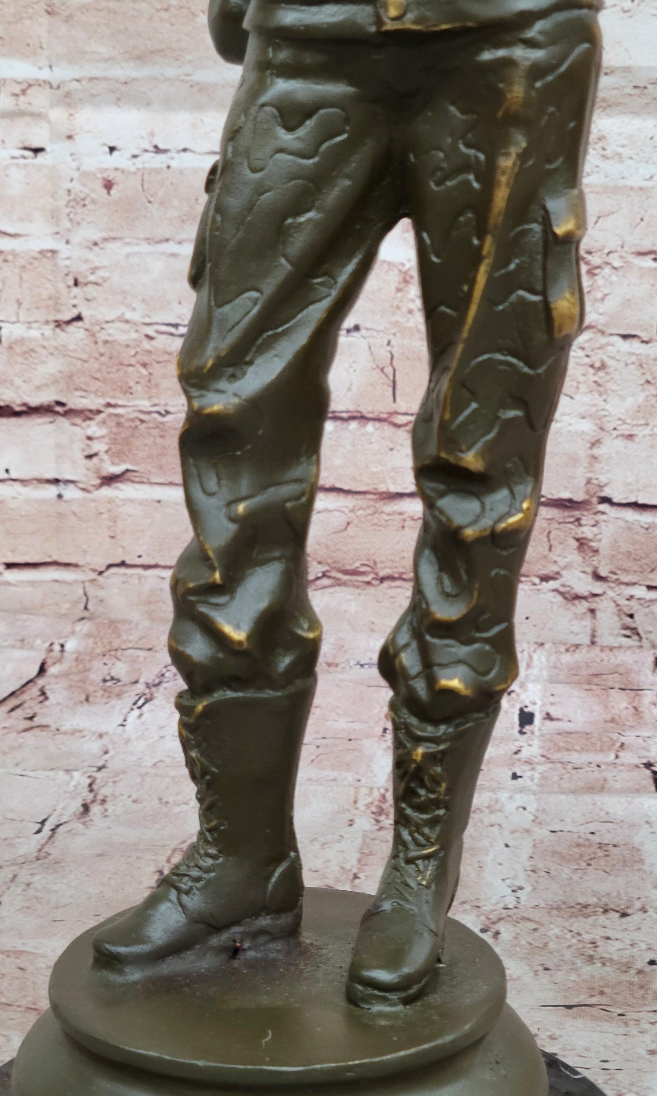 Modern Soldier Bronze Sculpture with Rifle - Military Hero Art