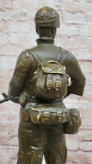 Modern Soldier Bronze Sculpture with Rifle - Military Hero Art