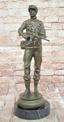Modern Soldier Bronze Sculpture with Rifle - Military Hero Art