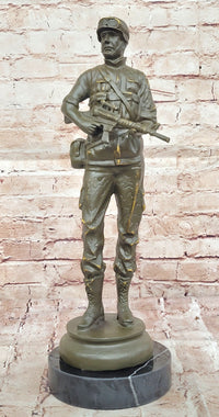 Modern Soldier Bronze Sculpture with Rifle - Military Hero Art