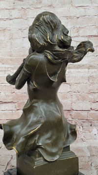 Graceful Woman Playing Flute – Bronze Art Nouveau