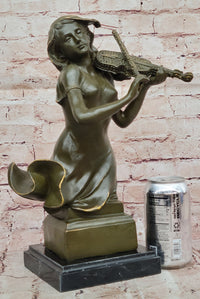Female Violinist Bronze Sculpture - Classical Music Art