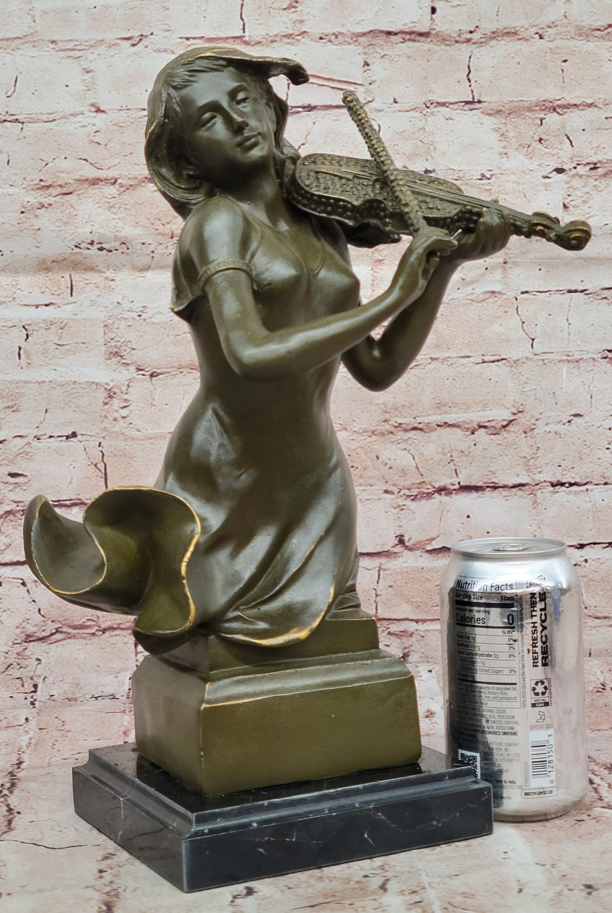 Female Violinist Bronze Sculpture - Classical Music Art