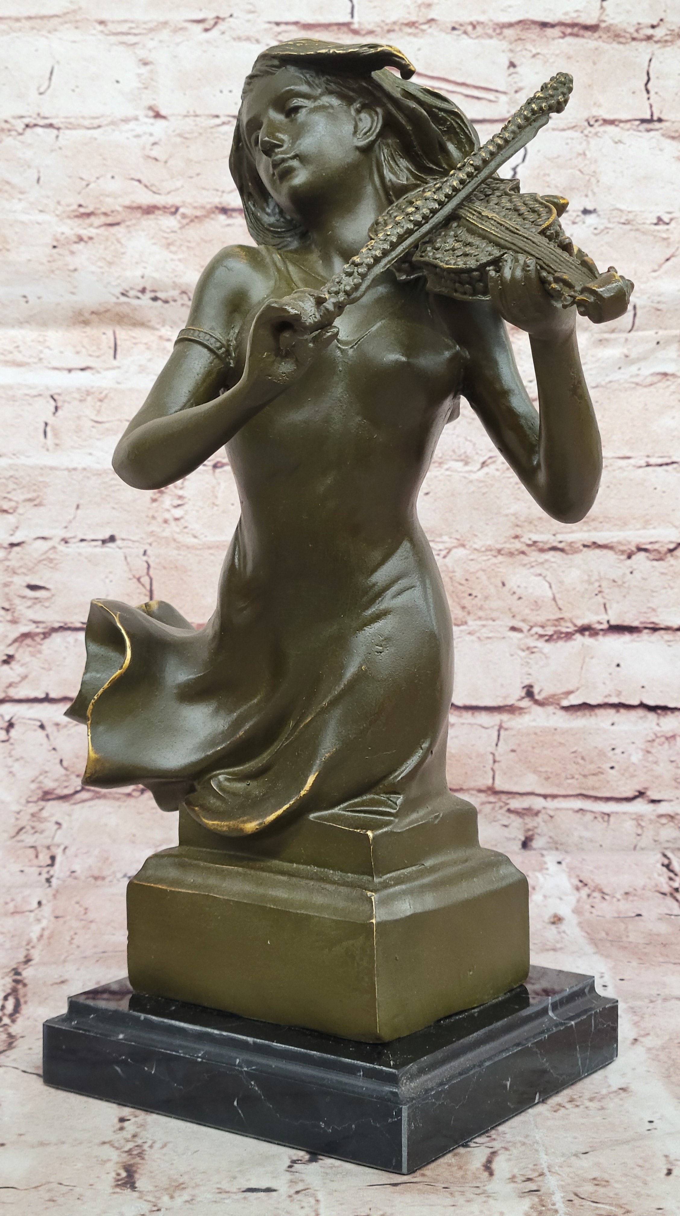Female Violinist Bronze Sculpture - Classical Music Art