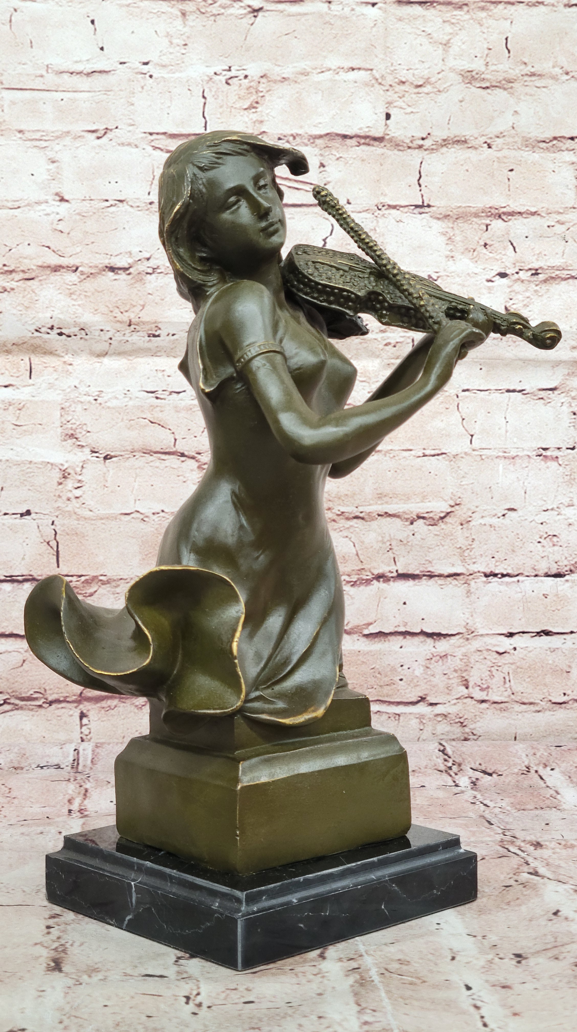 Female Violinist Bronze Sculpture - Classical Music Art