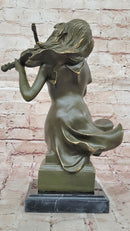 Female Violinist Bronze Sculpture - Classical Music Art