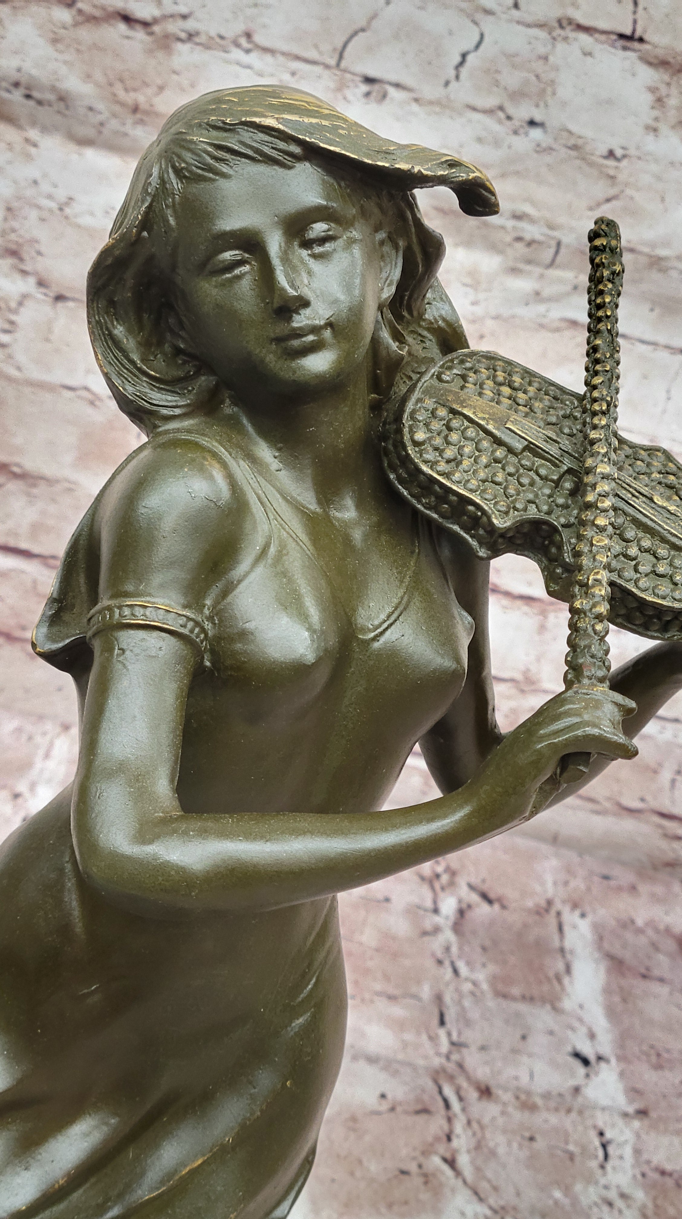 Female Violinist Bronze Sculpture - Classical Music Art