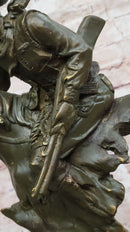 Cowboy with Rifle on Rearing Horse Bronze Sculpture