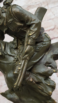 Cowboy with Rifle on Rearing Horse Bronze Sculpture