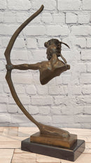Native American Sculpture with Bow Signed M. Nick Mohawk Archer Figurine