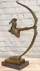 Native American Sculpture with Bow Signed M. Nick Mohawk Archer Figurine
