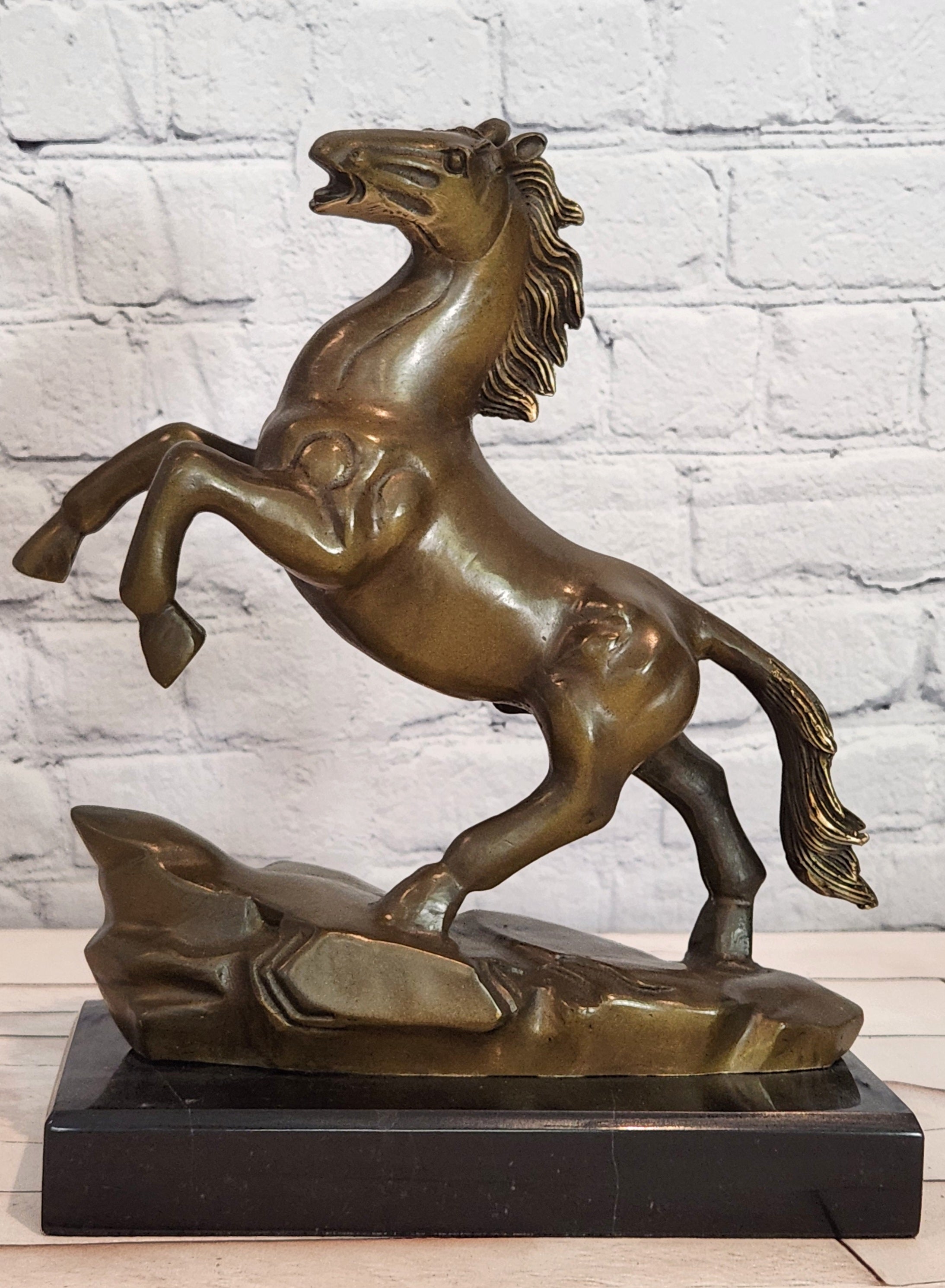 Signed Original Milo Rearing Horse Stallion Trophy Genuine Bronze Sculpture