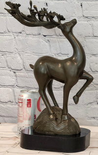 Signed Aldo Vitaleh Stag Buck Deer Bronze Sculpture Hot Cast Figure Figurine