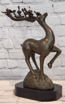 Signed Aldo Vitaleh Stag Buck Deer Bronze Sculpture Hot Cast Figure Figurine
