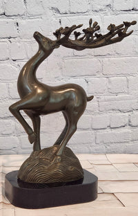 Signed Aldo Vitaleh Stag Buck Deer Bronze Sculpture Hot Cast Figure Figurine