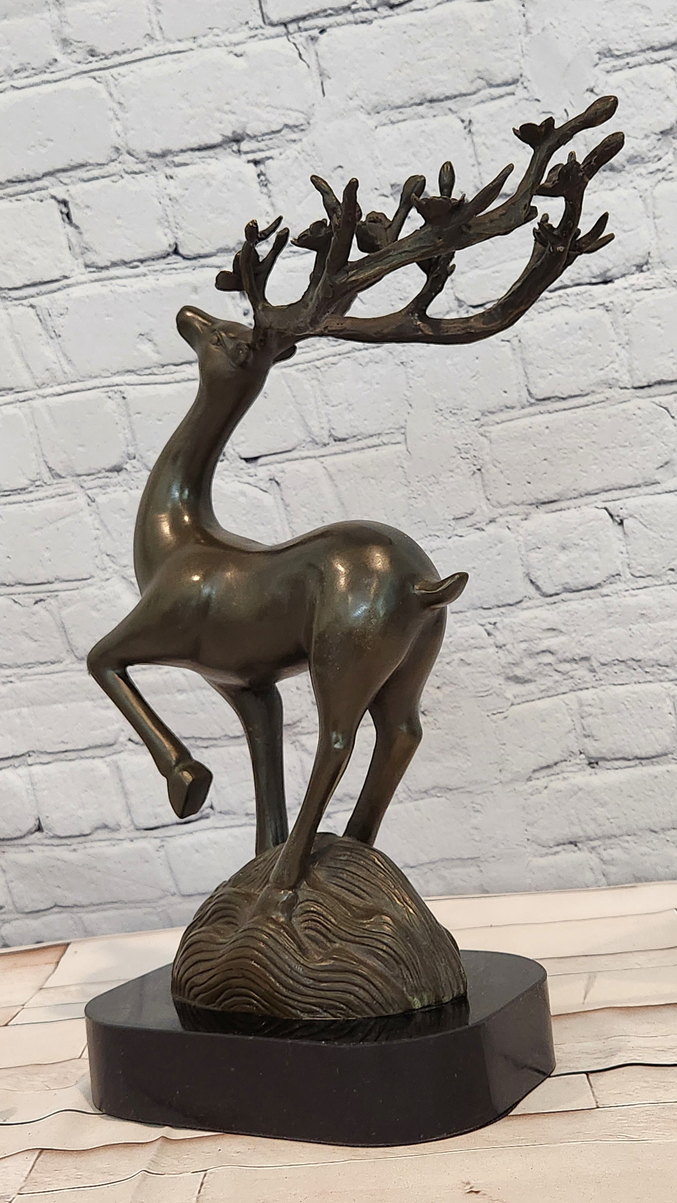 Signed Aldo Vitaleh Stag Buck Deer Bronze Sculpture Hot Cast Figure Figurine