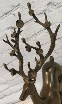 Signed Aldo Vitaleh Stag Buck Deer Bronze Sculpture Hot Cast Figure Figurine