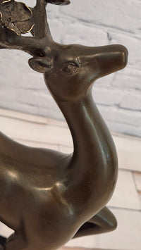 Signed Aldo Vitaleh Stag Buck Deer Bronze Sculpture Hot Cast Figure Figurine