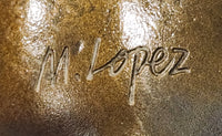 Hand Made M.Lopez Cat Playing Cello Real Bronze Sculpture Statue Figurine