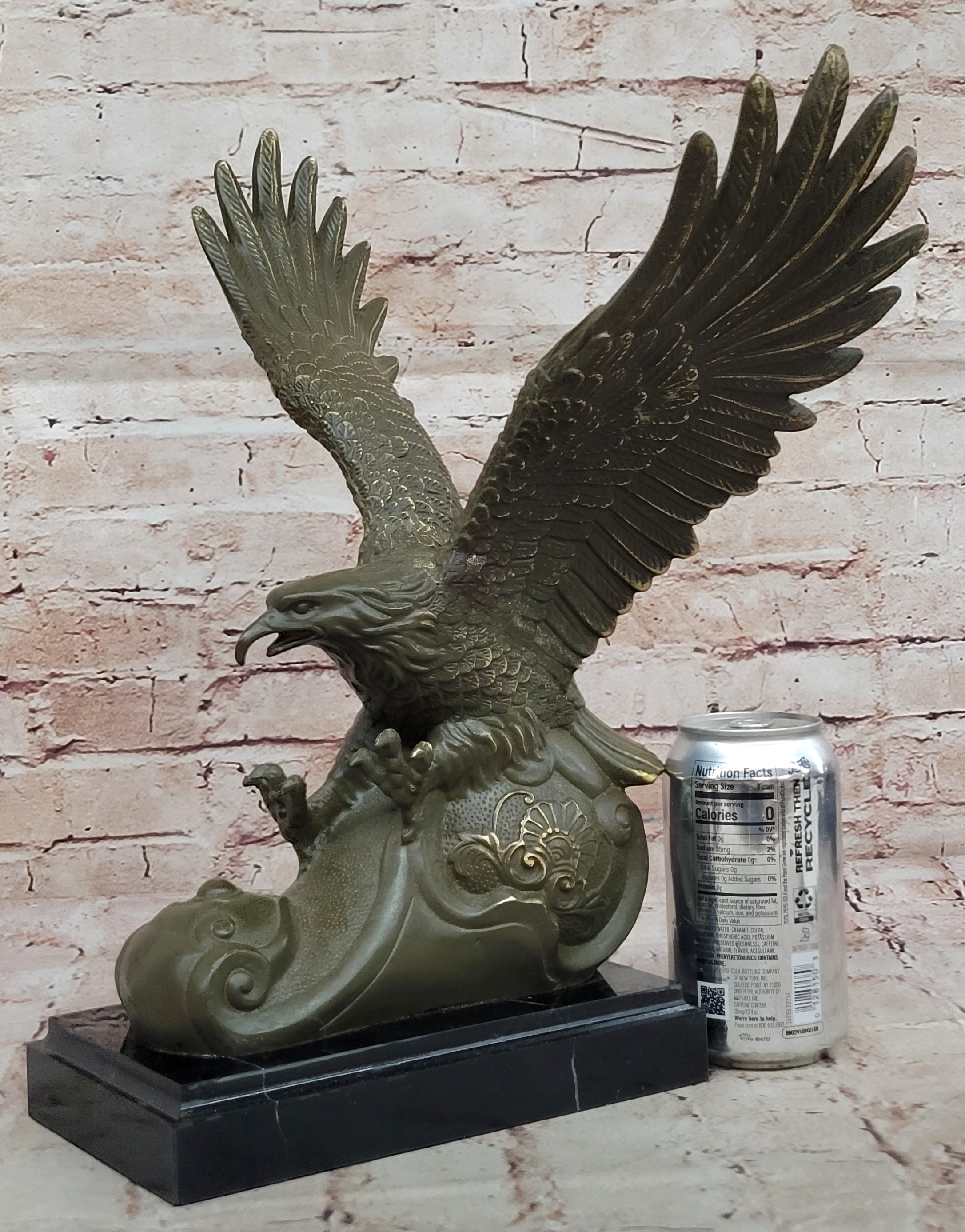 Bronze Eagle Sculpture on Marble Base