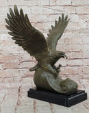 Bronze Eagle Sculpture on Marble Base