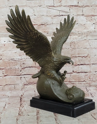 Bronze Eagle Sculpture on Marble Base