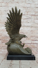Bronze Eagle Sculpture on Marble Base