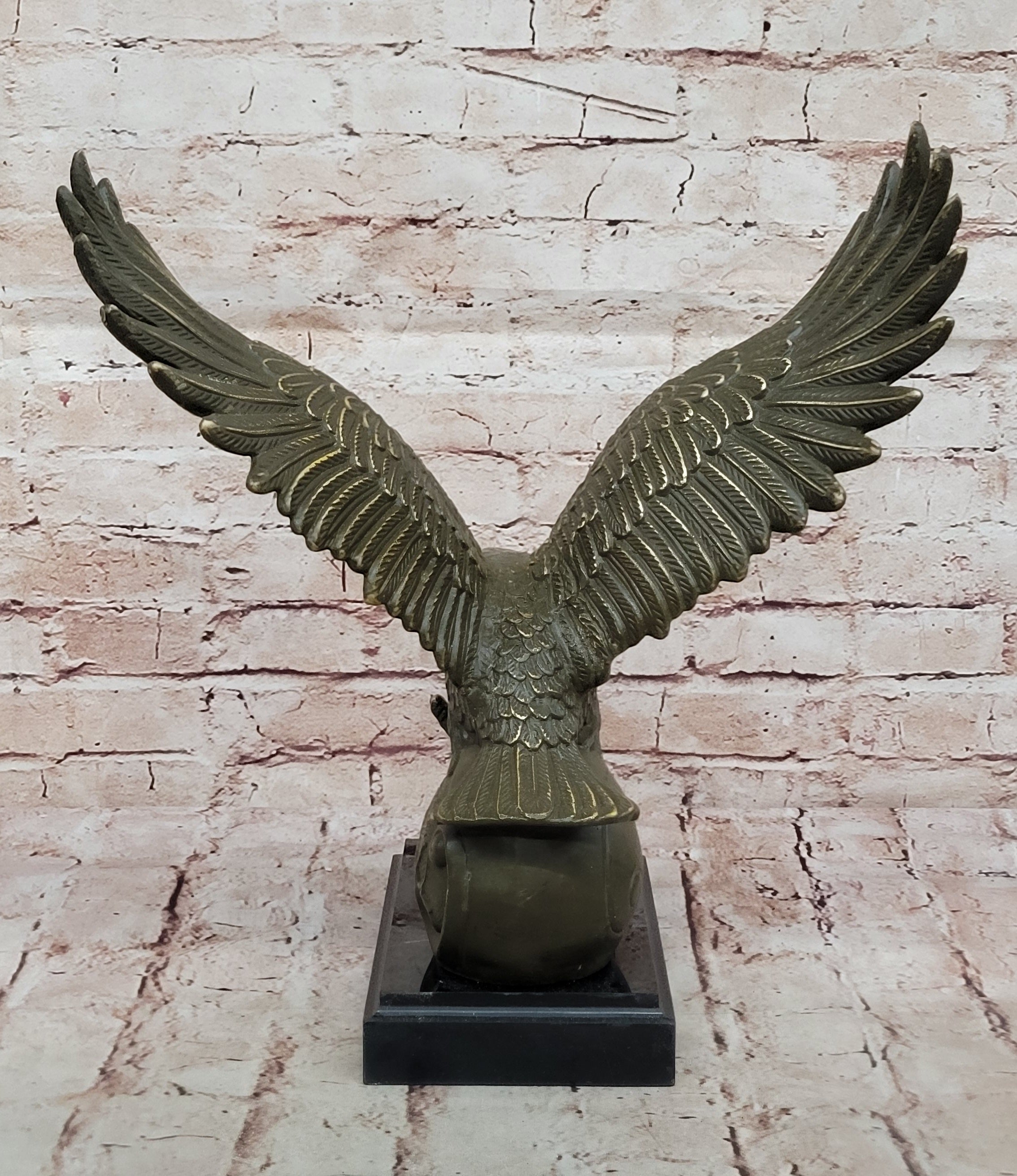 Bronze Eagle Sculpture on Marble Base