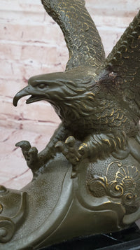Bronze Eagle Sculpture on Marble Base