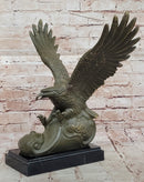 Bronze Eagle Sculpture on Marble Base