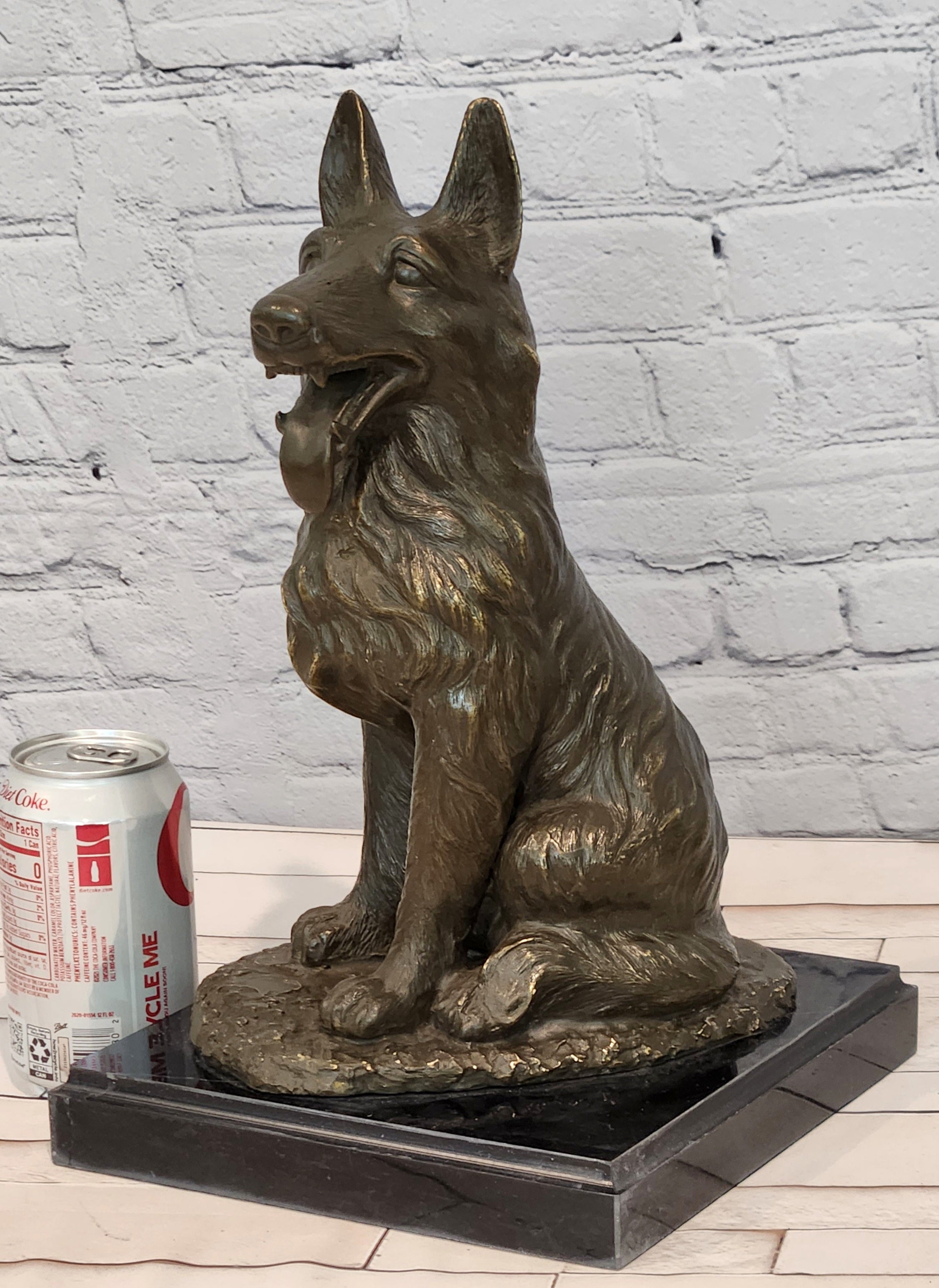 Hand Made Signed Noel German Shepherd Guardian Dog Bronze Sculpture Police Dog
