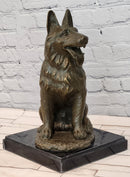 Hand Made Signed Noel German Shepherd Guardian Dog Bronze Sculpture Police Dog