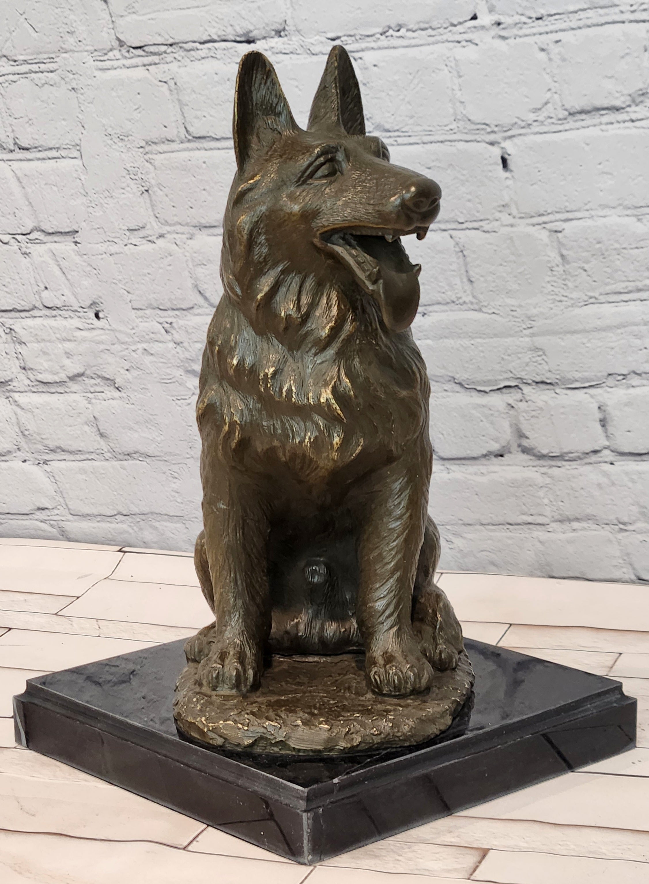 Hand Made Signed Noel German Shepherd Guardian Dog Bronze Sculpture Police Dog