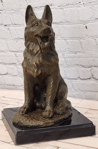 Hand Made Signed Noel German Shepherd Guardian Dog Bronze Sculpture Police Dog