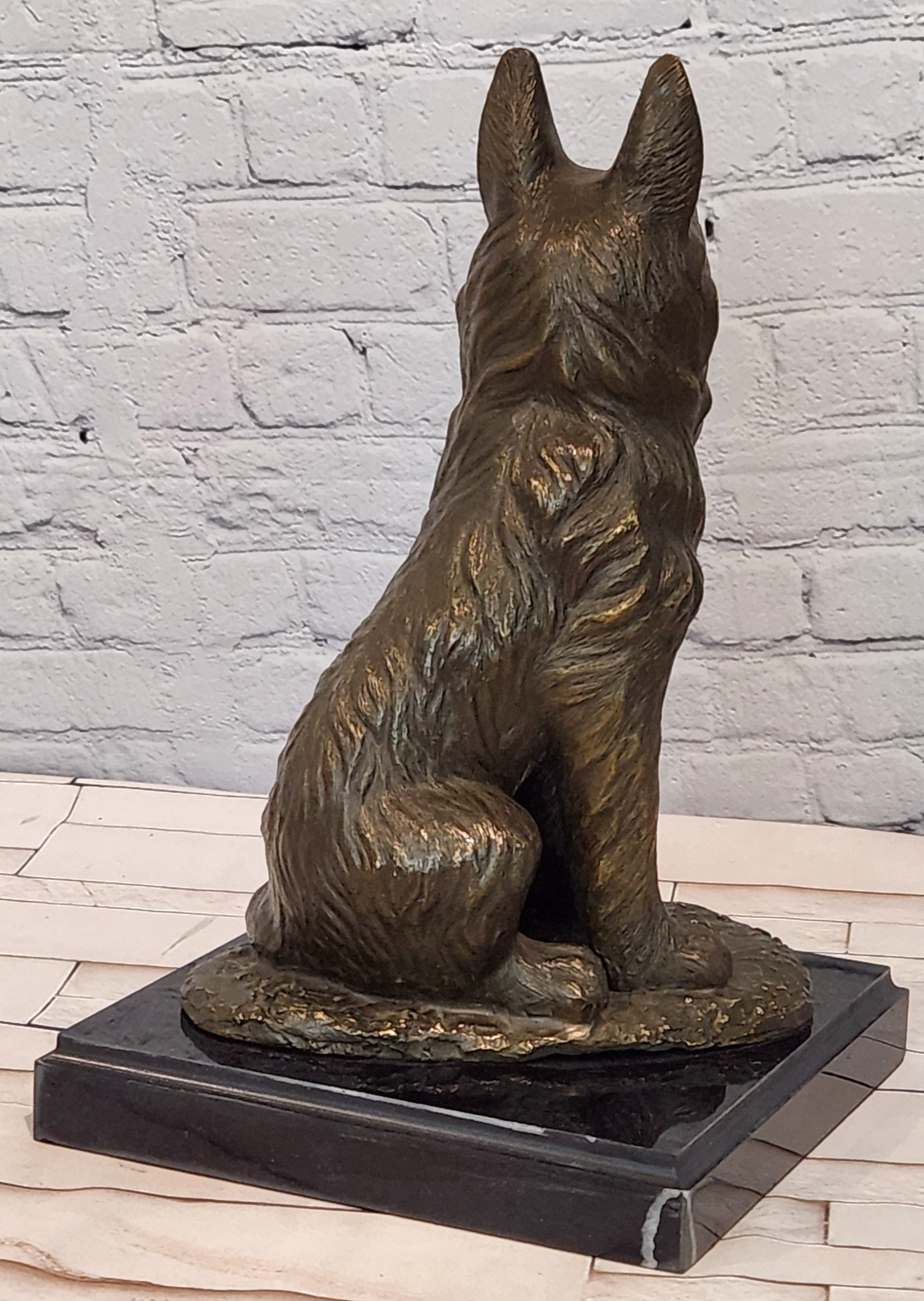 Hand Made Signed Noel German Shepherd Guardian Dog Bronze Sculpture Police Dog