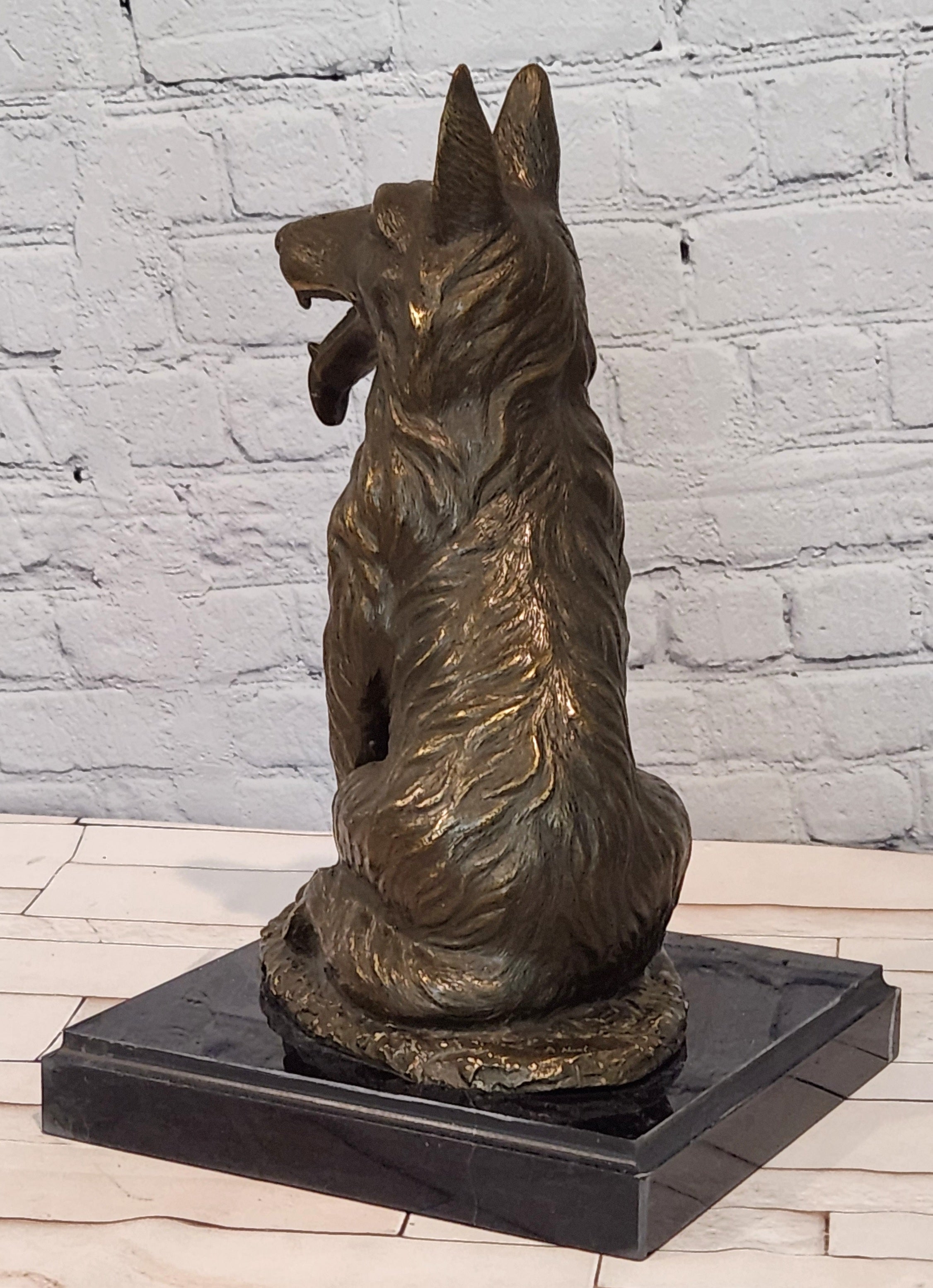 Hand Made Signed Noel German Shepherd Guardian Dog Bronze Sculpture Police Dog