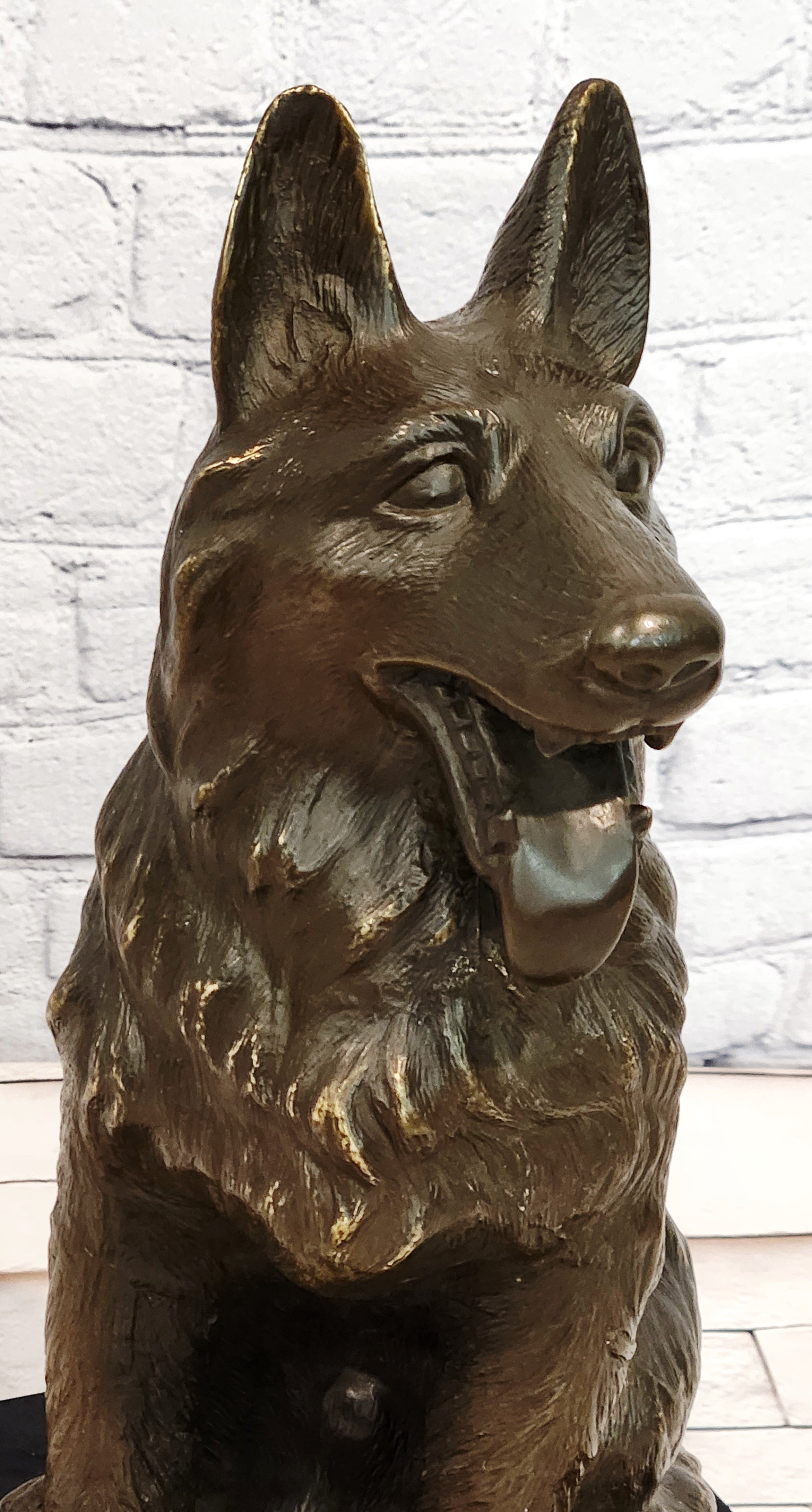 Hand Made Signed Noel German Shepherd Guardian Dog Bronze Sculpture Police Dog