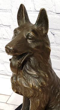 Hand Made Signed Noel German Shepherd Guardian Dog Bronze Sculpture Police Dog