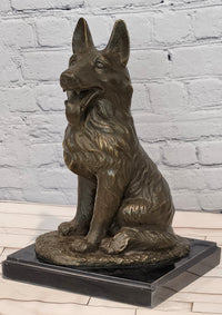 Hand Made Signed Noel German Shepherd Guardian Dog Bronze Sculpture Police Dog