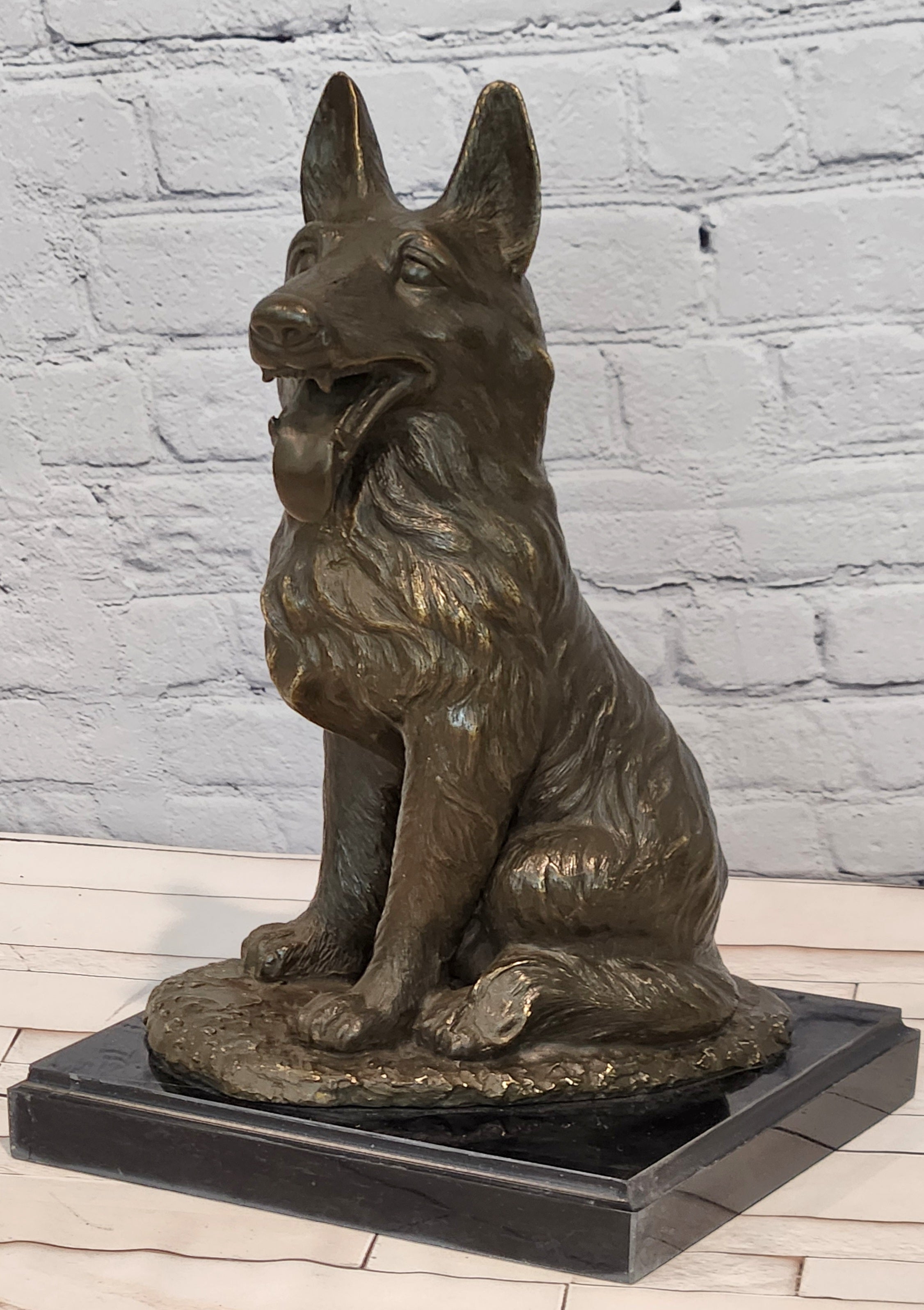 Hand Made Signed Noel German Shepherd Guardian Dog Bronze Sculpture Police Dog