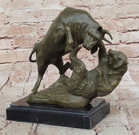 Bull and Bear Bronze Sculpture - Financial Market Symbol