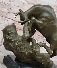 Bull and Bear Bronze Sculpture - Financial Market Symbol