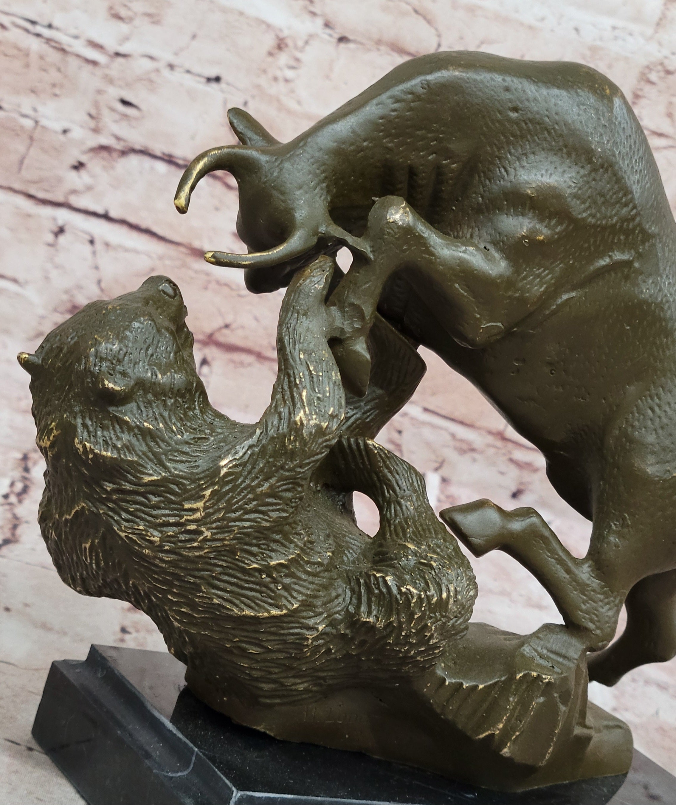 Bull and Bear Bronze Sculpture - Financial Market Symbol