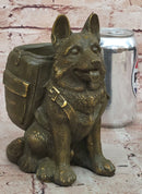 German Shepherd with Backpack Bronze Sculpture