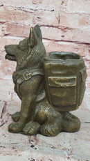 German Shepherd with Backpack Bronze Sculpture