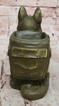 German Shepherd with Backpack Bronze Sculpture