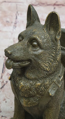 German Shepherd with Backpack Bronze Sculpture