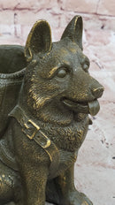 German Shepherd with Backpack Bronze Sculpture