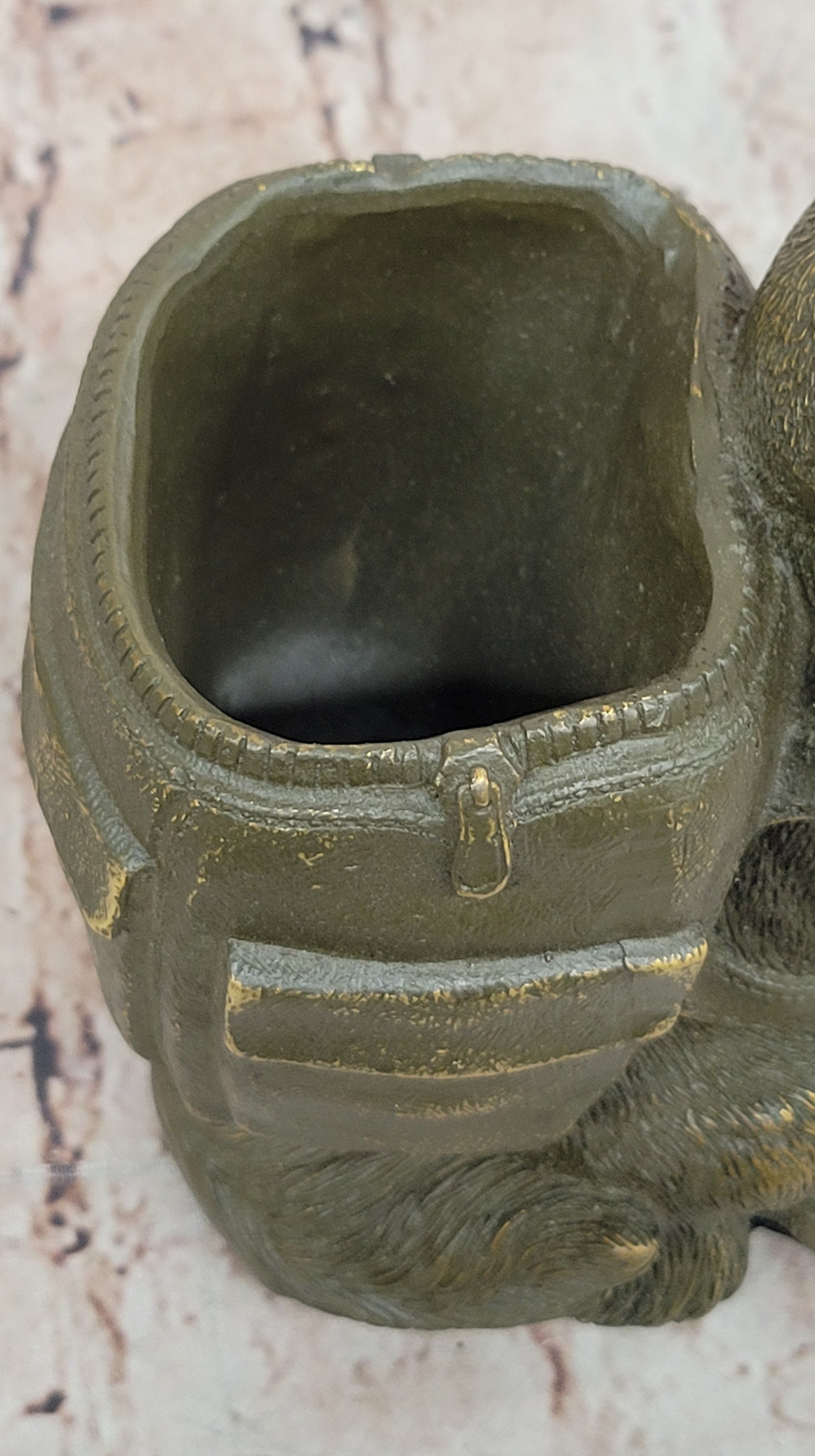 German Shepherd with Backpack Bronze Sculpture